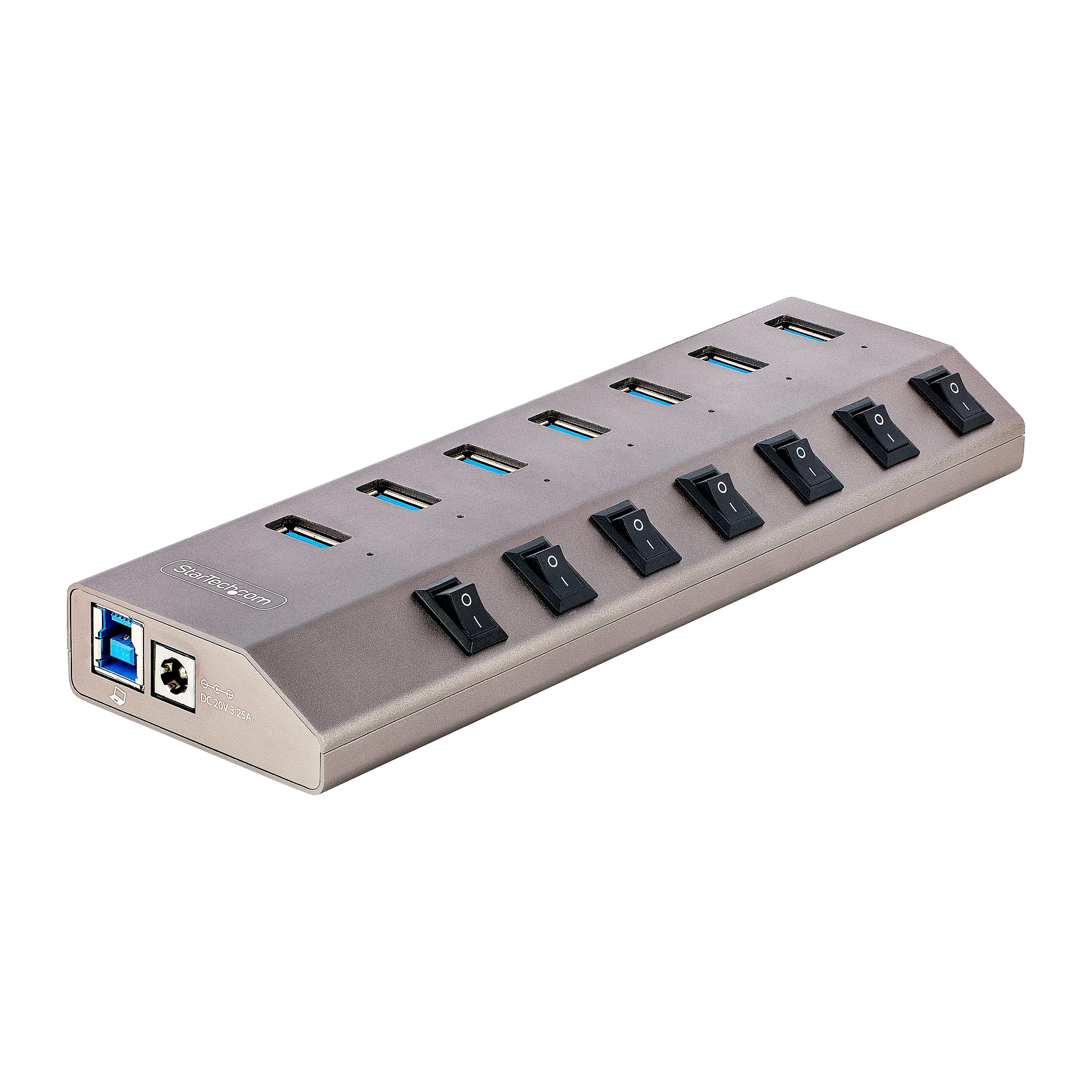 StarTech.com 7-Port Self-Powered USB-C Hub with Individual On/Off Switches, USB 3.0 5Gbps Expansion Hub withPower Supply