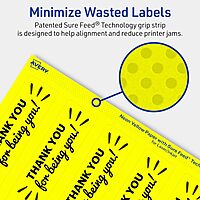 Avery Printable Rectangle Labels, Sure Feed Technology, 9-3/4" x 1-1/4", Neon Yellow, Laser/Inkjet Compatible