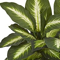 Nearly Natural 18inH Dieffenbachia Artificial Plant With Ceramic Planter, 18inH x 16inW x 16inD, Tan/Green