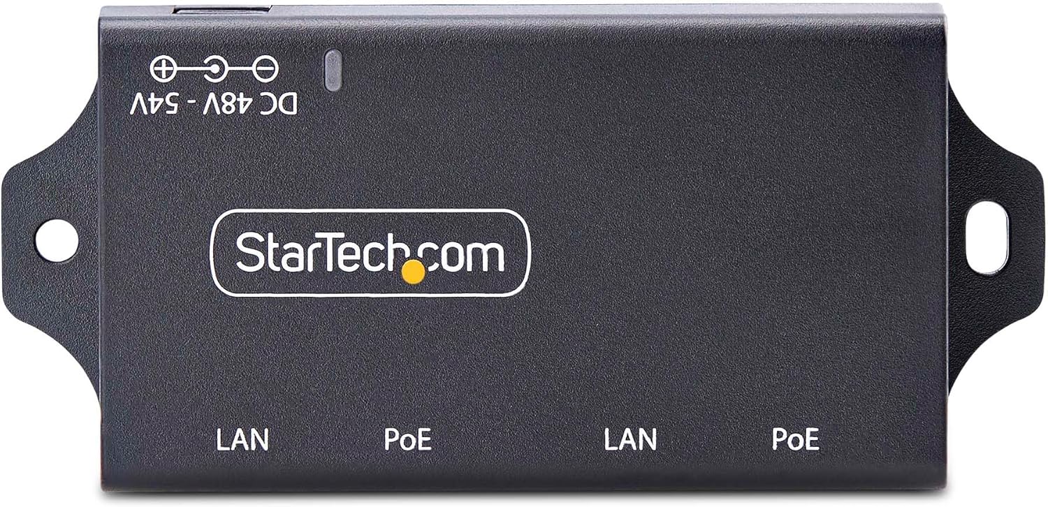 StarTech.com 2-Port PoE+ Injector, 10/100/1000Mbps, PoE/PoE+ (802.3af/at), 4X 10/100/1000BASE-T RJ45, 30W, Wall Mountable