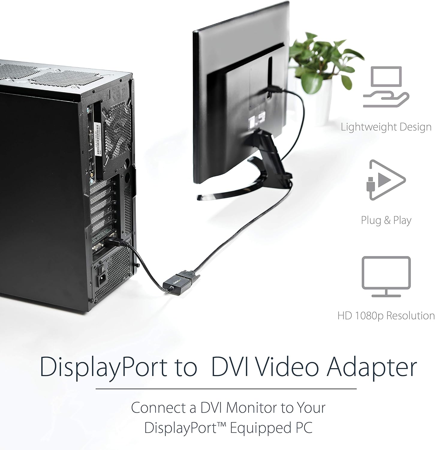 StarTech.com DP2DVI2 DisplayPort to DVI Adapter, DisplayPort to DVI-D Adapter/Video Converter 1080p, DP 1.2 to DVI Monitor