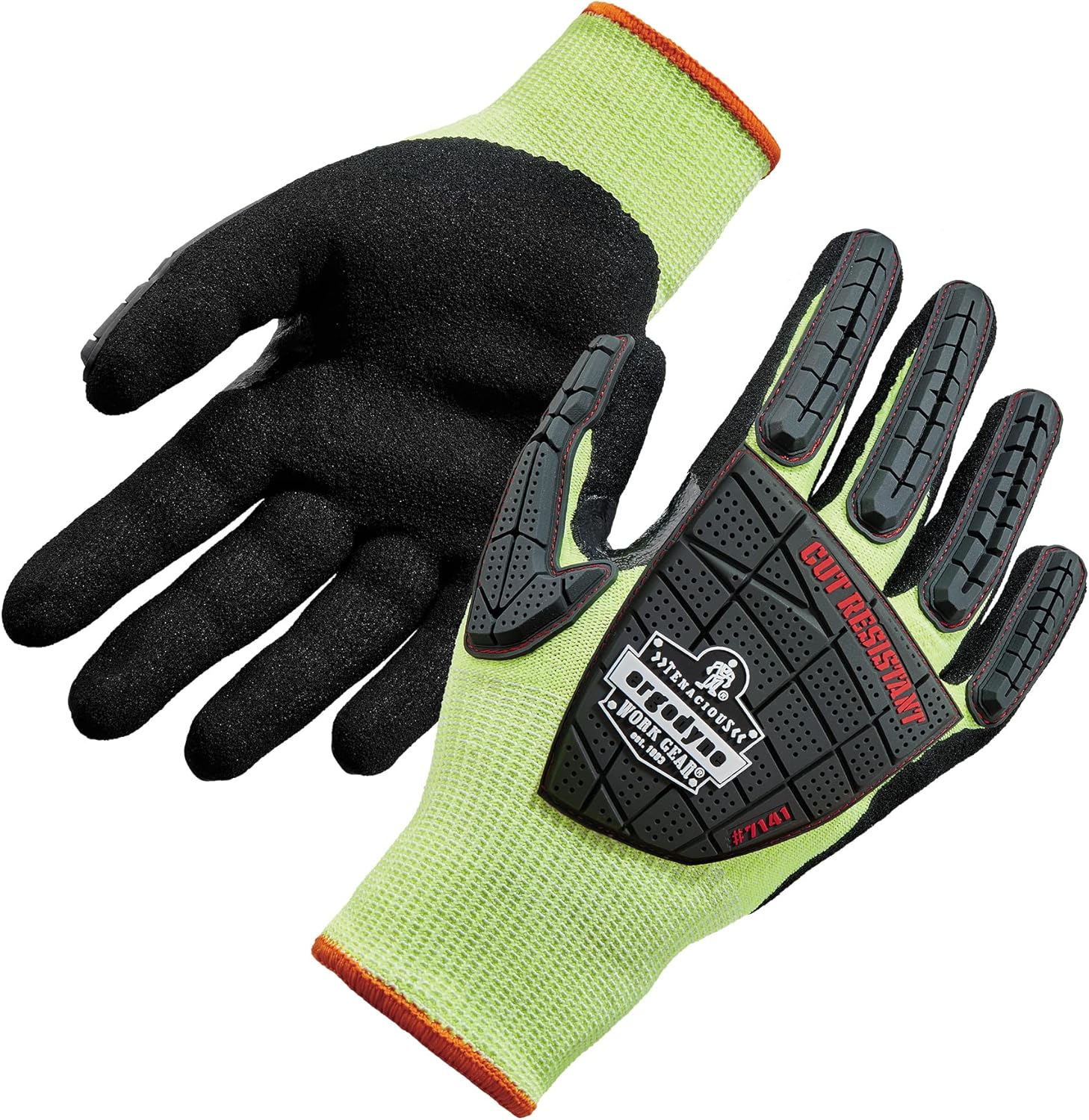 Ergodyne ProFlex 7141 Hi-Vis Nitrile-Coated DIR Level 4 Cut-Resistant Gloves
