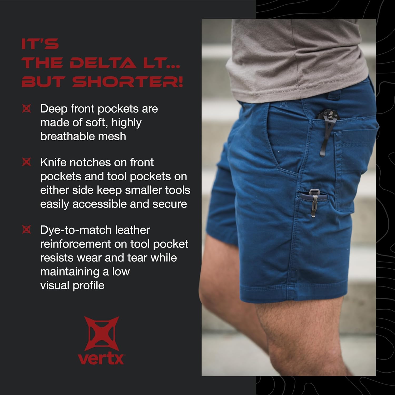 VERTX Delta LT 10 Inch Mens Tactical Shorts with Pockets