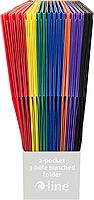 C-Line 2-Pocket Heavyweight Poly Portfolio Folder, 3-Hole Punch, Letter (11 x 8.5) - Assorted Colors, Pack of 36