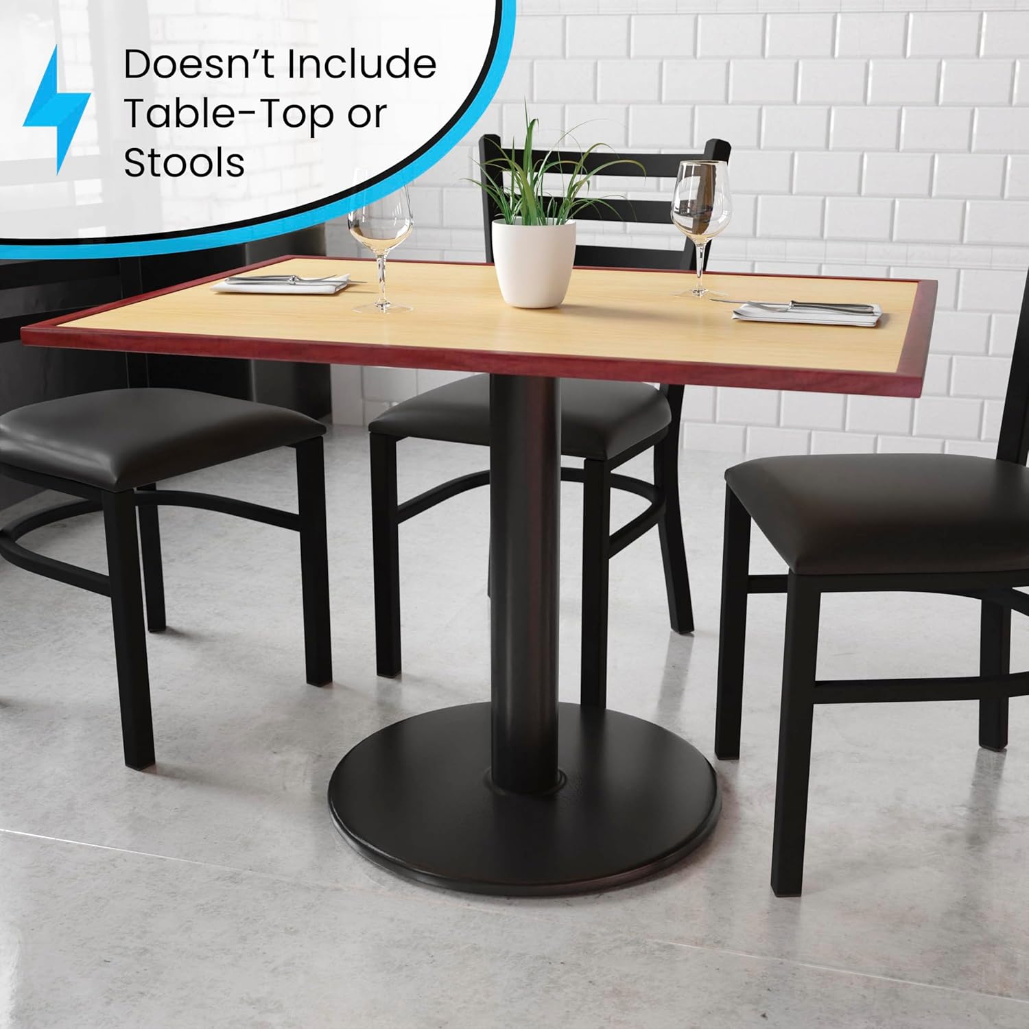 Flash Furniture Round Restaurant Table Base With 4ft"-Diameter Table-Height Column, 28-1/2inH x 24inW x 24inD, Black