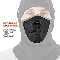Ergodyne Mens Face Mask - 2-pc Fleece Neoprene Balaclava, Black