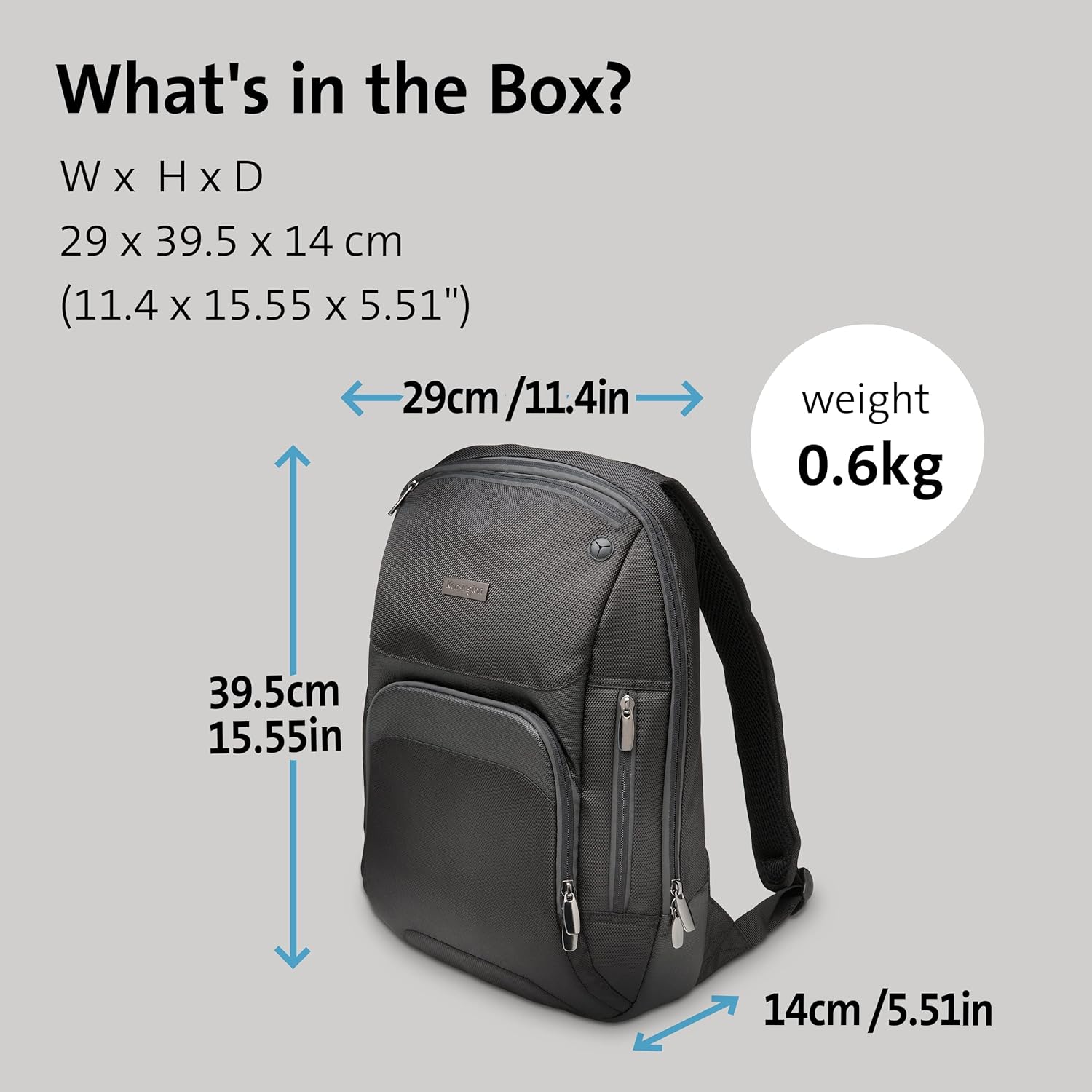 KENSINGTON Laptop Backpack — Padded Shoulder Straps, Side Pocket