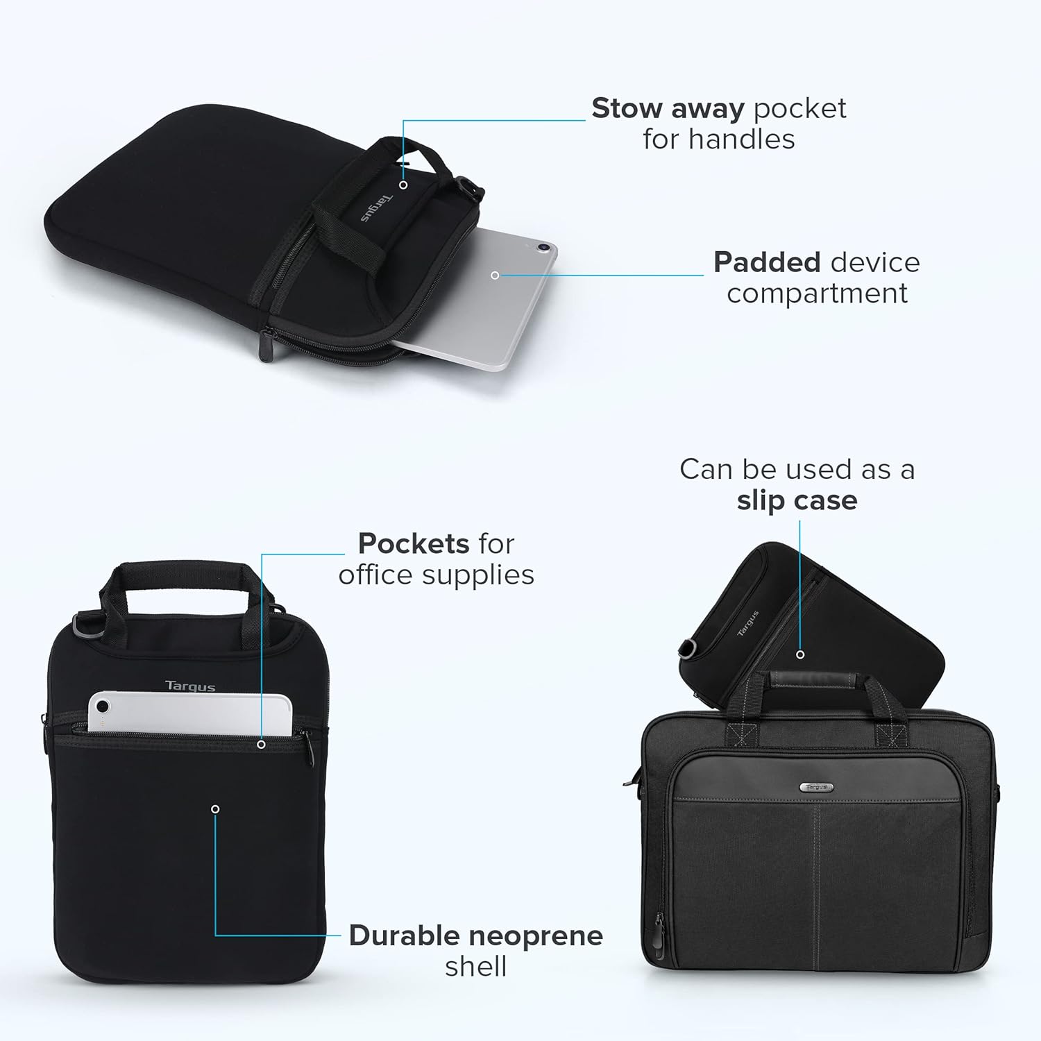 Targus 12” Vertical Slipcase with Hideaway Handles - TSS912 Slipcase 12 inch