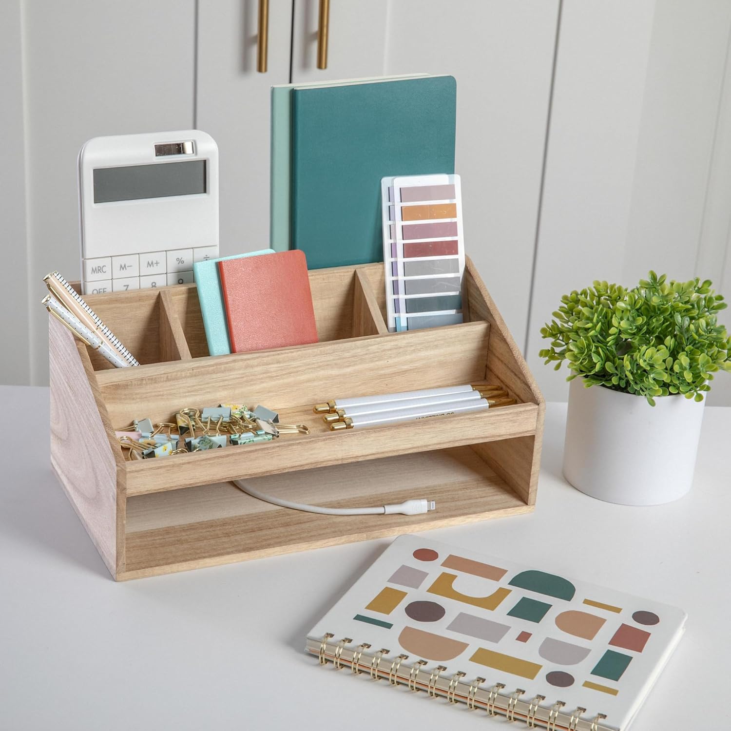 MARTHA STEWART Weston Wooden Desktop Organizer