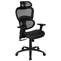 Flash Furniture LO Ergonomic Mesh Office Chair with 2-to-1 Synchro-Tilt, Adjustable Headrest, Lumbar Support