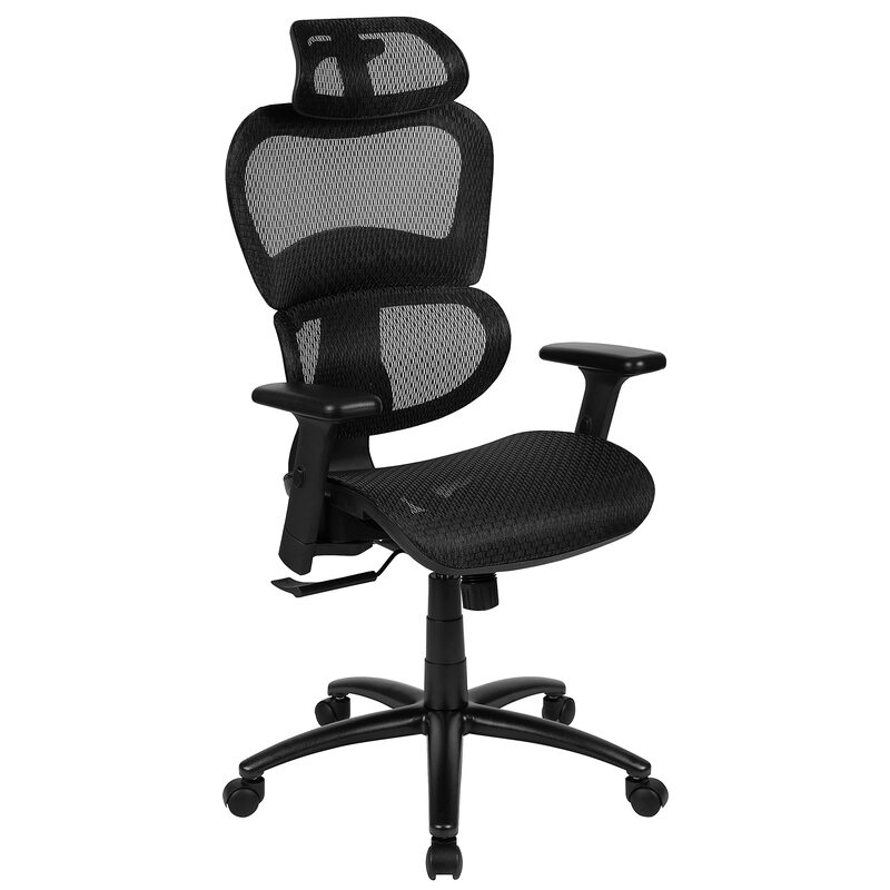 Flash Furniture LO Ergonomic Mesh Office Chair with 2-to-1 Synchro-Tilt, Adjustable Headrest, Lumbar Support