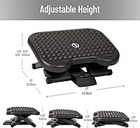 Mind Reader Foot Rest, Under Desk at Work, Ergonomic, Height Adjustable, Office, Plastic, 17" L x 13" W x 6.25" H, Set of 2, Black 2-Pack