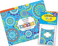 Barker Creek Designer File Folder and Library Pocket Set, Moroccan, 12 Colorful File Folders and 30 Coordinating Peel & Stick Library Pockets, Home, School and Office Supplies (3545)