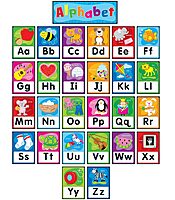 Carson Dellosa 27 pc Set of Quick Stick™ Self-Adhesive abc Bulletin Board Decorations, Alphabet Toddler Learning Posters, Letters With Sight Word Images for Sound Recognition, Classroom and Wall Decor