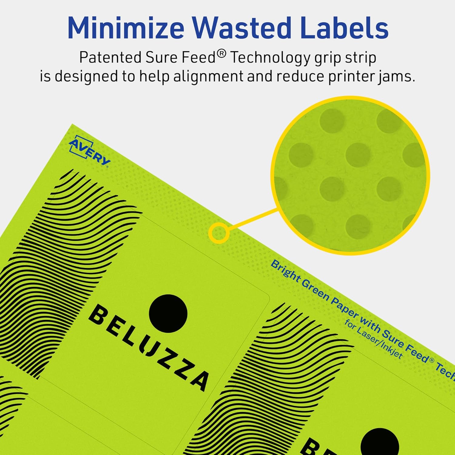 Avery Printable Rectangle Labels, Sure Feed Technology, 3" x 3.75", Bright Green, Print-to-The-Edge, Laser/Inkjet