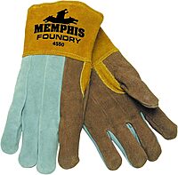 MCR Safety 4550 Cow Leather Foundry Welder Gloves with Split Clute Back, High Heat Protection GLove