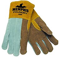 MCR Safety 4550 Cow Leather Foundry Welder Gloves with Split Clute Back, High Heat Protection GLove