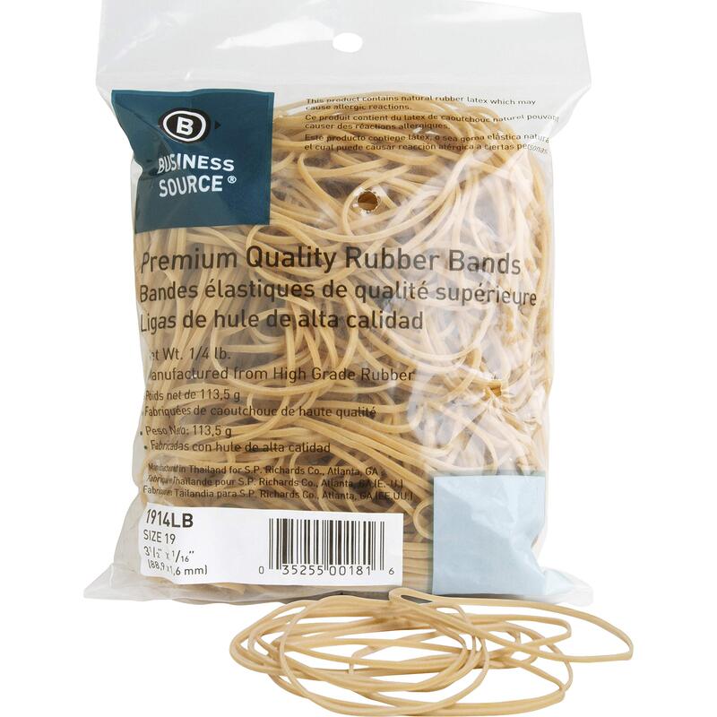 Sparco Premium Quality Rubber Bands - Size: #19 - 3.50in Length x 60 mil Width - 30 mil Thickness - Sustainable - 425 / Box - Natural
