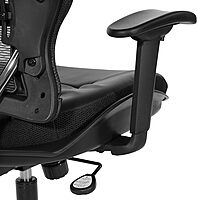 SPACE Seating Professional AirGrid Back and Eco Leather Seat and Trim, 2-to-1 Synchro Tilt Control, Adjustable Arms and Lumbar, Polished Aluminum Base Managers Chair, Black