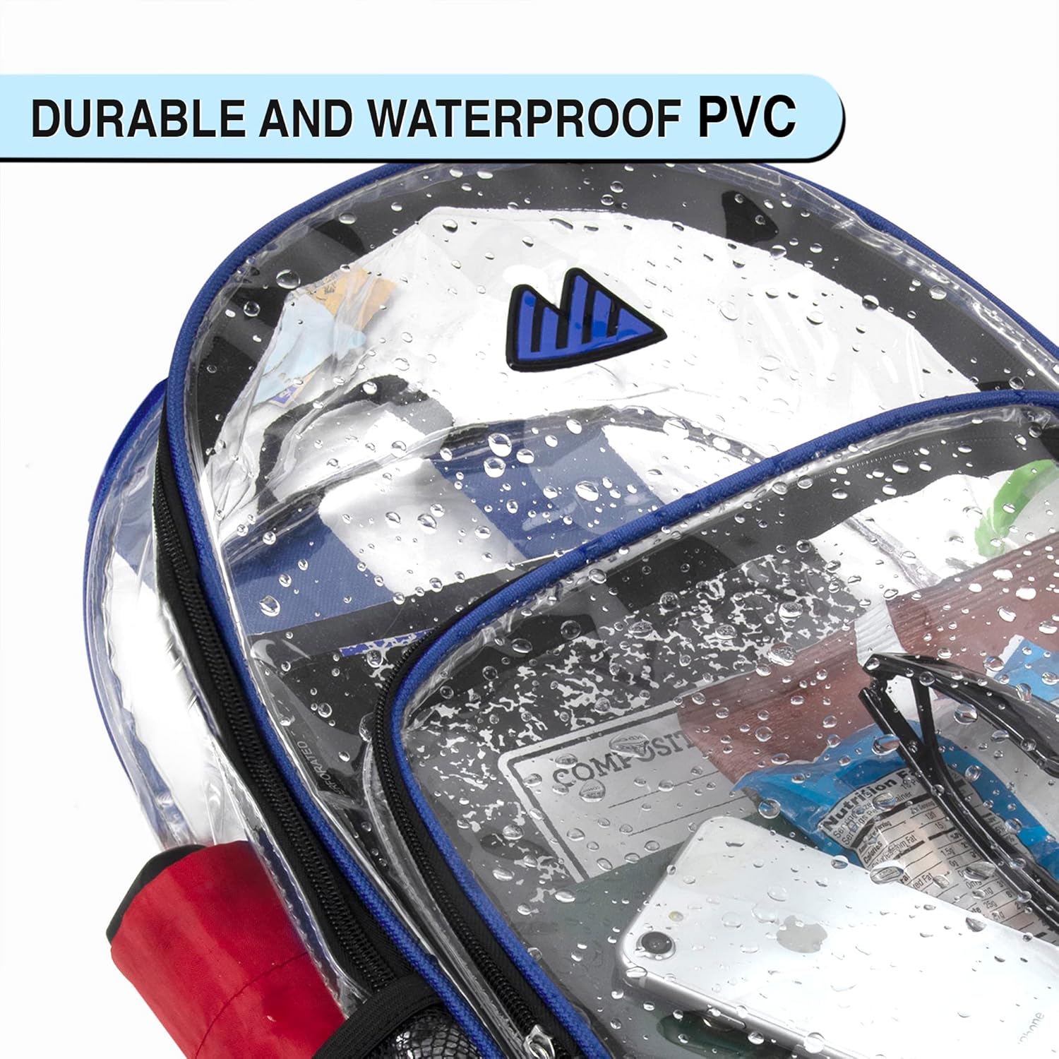 Summit Ridge Waterproof Clear Backpack with Water Bottle Holder - Stadium Approved Heavy-Duty Clear Backpack