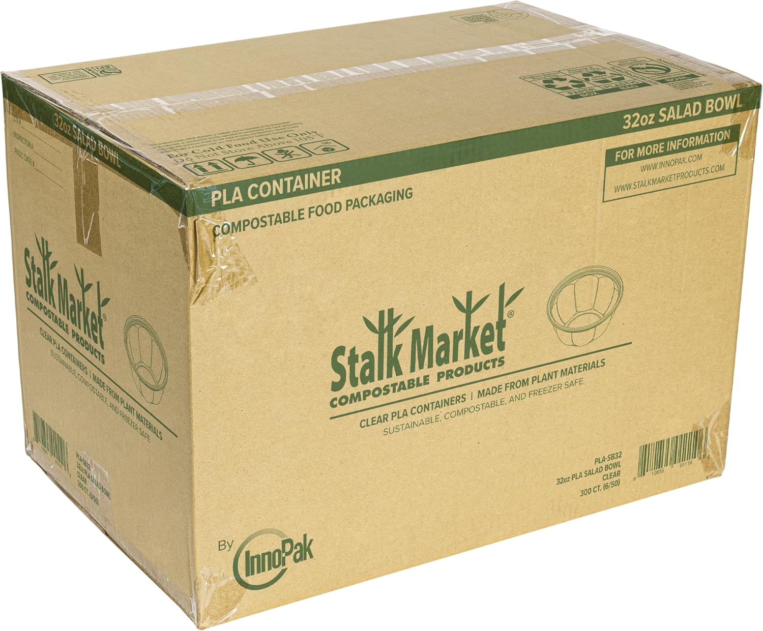 STALKMARKET Jaya 100% Compostable Clear PLA Salad Bowls & Lids