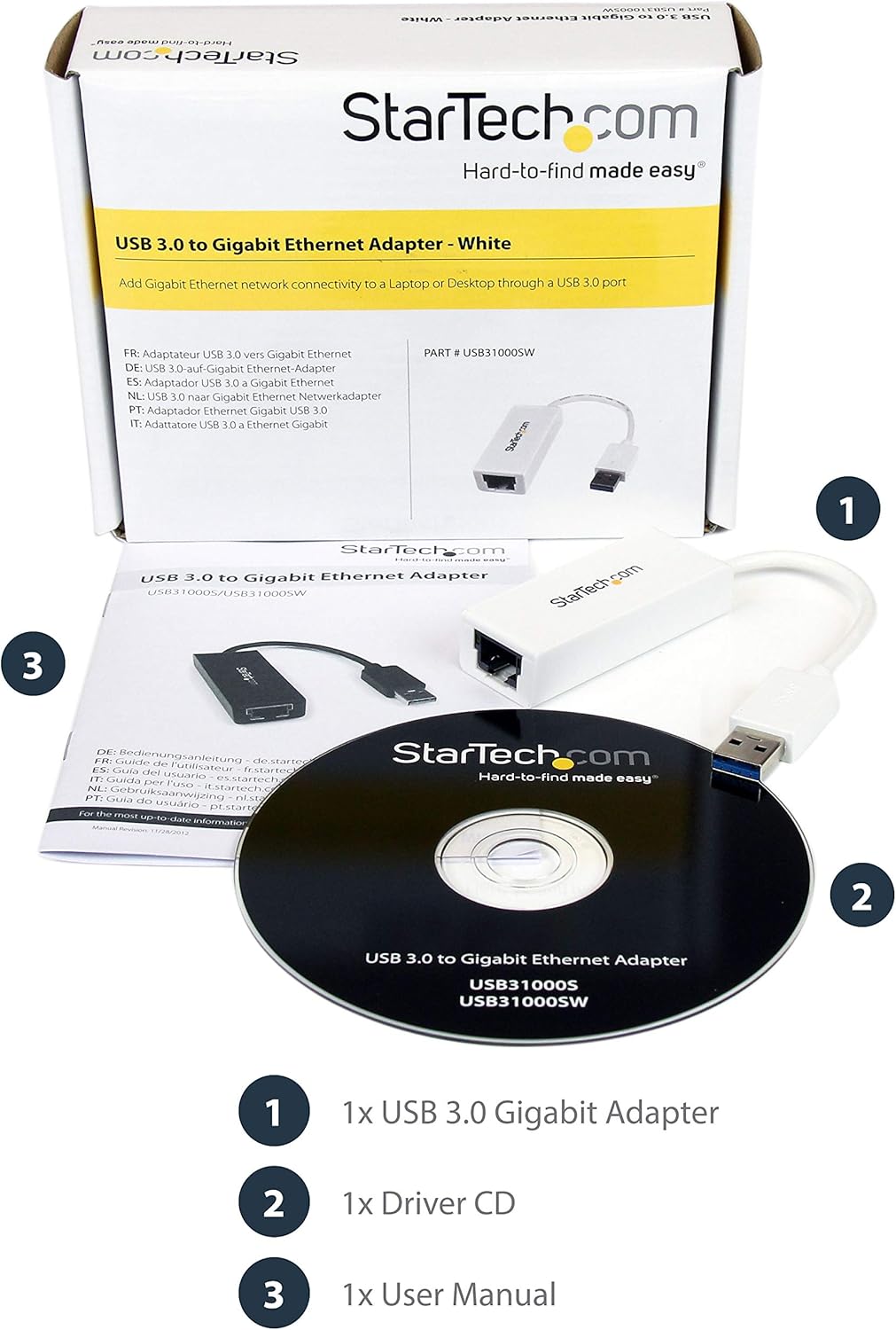 StarTech USB to Ethernet Adapter - USB to RJ45 Gigabit Network Adapter
