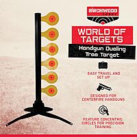 Birchwood Casey Handgun Dueling Tree Target with AR500 Steel Paddles, World of Targets