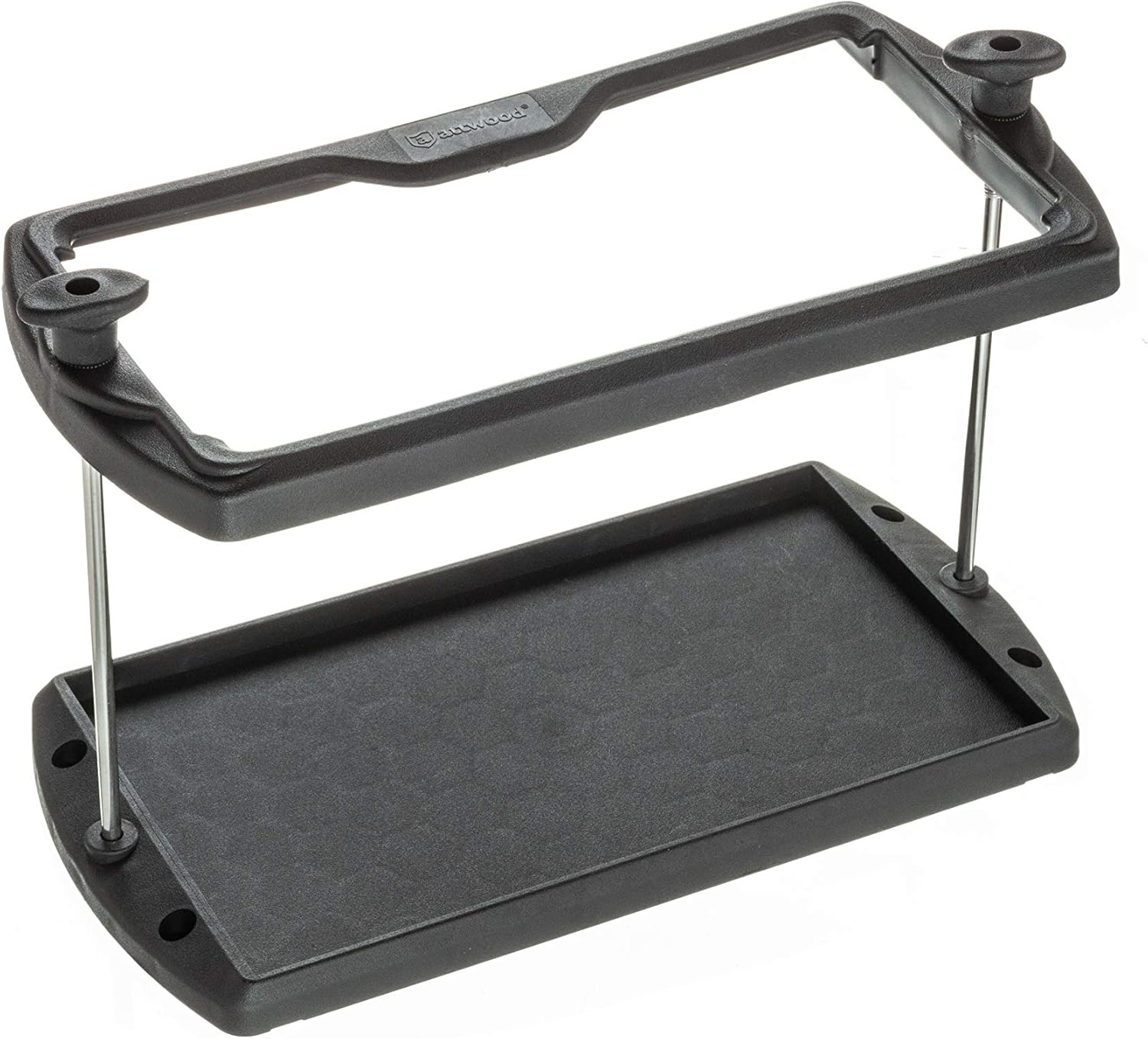 Attwood 9095-5 USCG-Approved 27 Series Heavy Duty Adjustable Hold-Down Marine Boat Battery Tray, Black One Size