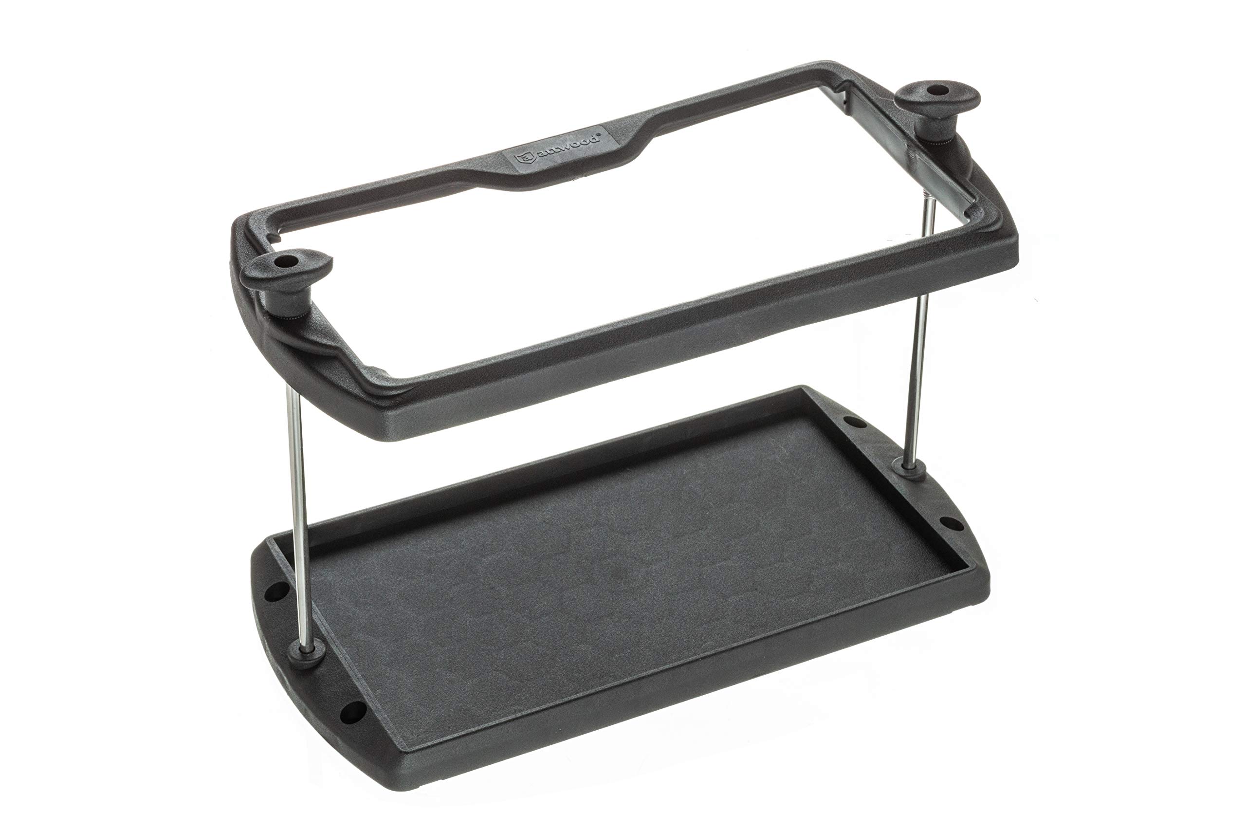 Attwood 9095-5 USCG-Approved 27 Series Heavy Duty Adjustable Hold-Down Marine Boat Battery Tray, Black One Size