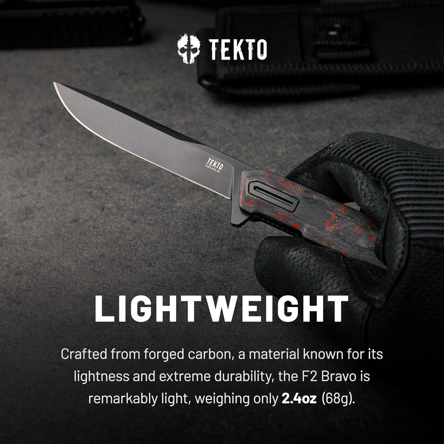 TEKTO F2 Bravo Folding Pocket Knife - D2 Steel Blade, Ceramic Ball Bearings - EDC - Snap