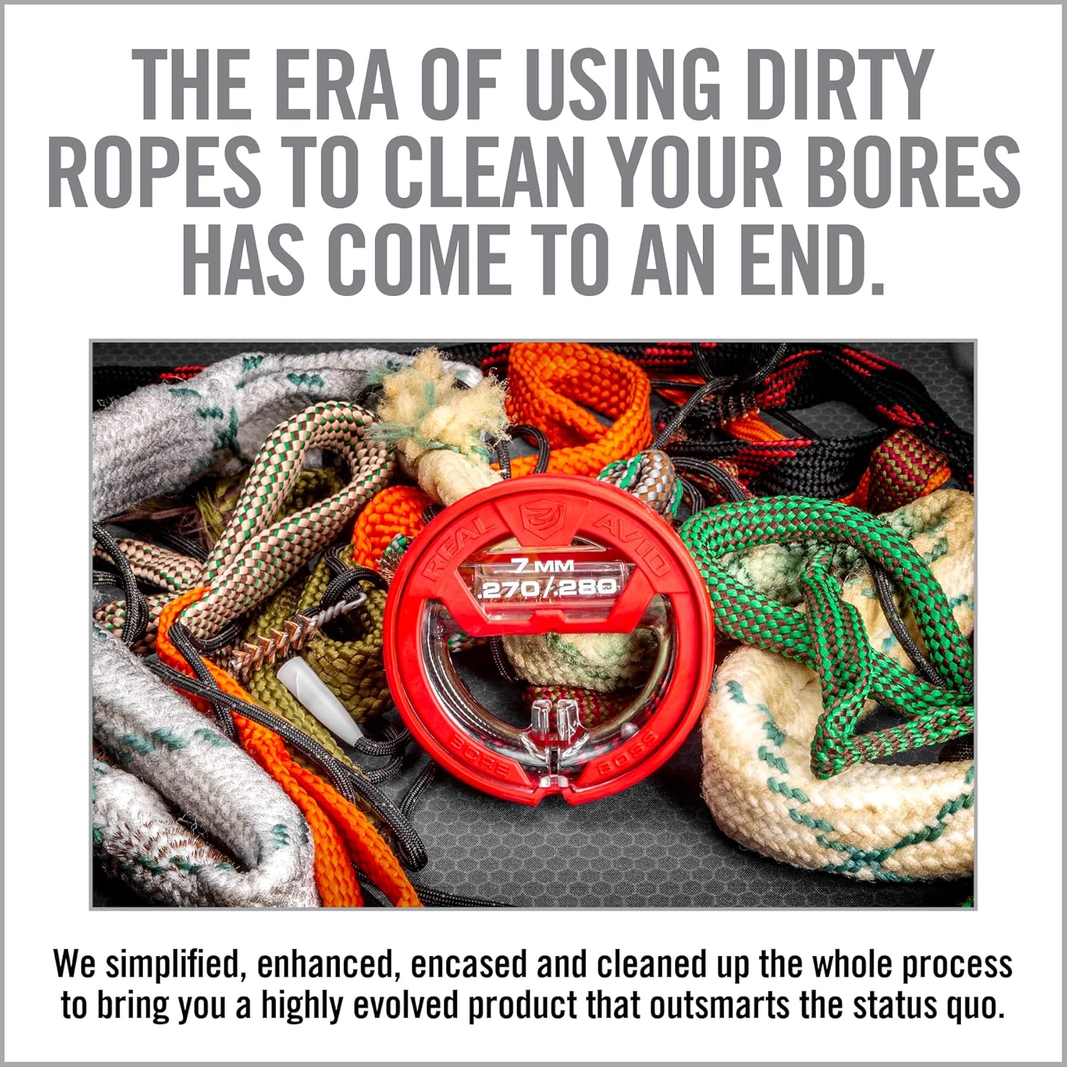 Real Avid Bore Boss Gun Cleaning System - Rapid Pull Through Barrel & Bore Cleaning Cable with Integrated Brush & Mop