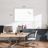 U Brands Magnetic Dry-Erase Board, 36" x 24" Silver Aluminum Frame, Includes Marker (Actual 35" x 23")