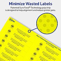 Avery Printable Rectangle Labels, Sure Feed Technology, 2/3" x 3-7/16", Neon Yellow Labels, Laser/Inkjet Printable, 300 Total, Great for Mailing and Packaging 300 labels