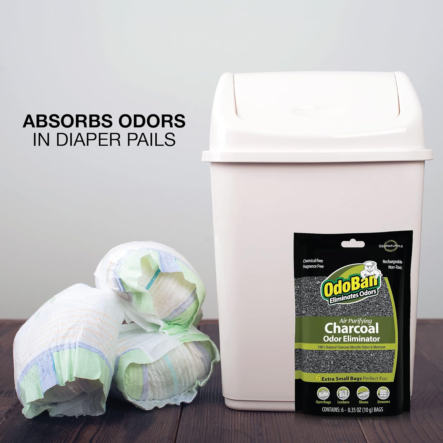 OdoBan Air Purifying Charcoal Natural Odor Eliminator, Non-Toxic Formula, Made in the USA, Fragrance Free