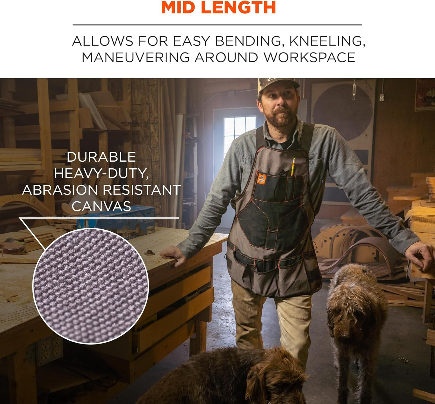 Ergodyne - 13694 Arsenal 5704 Torso Length Work Tool Apron, 22-Pockets, Gray