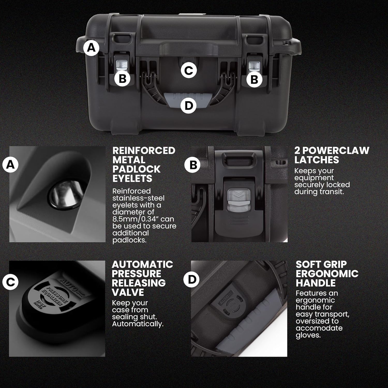 Nanuk 918 Waterproof Hard Gun Case for Revlovers with Custom 3UP Foam Insert Black