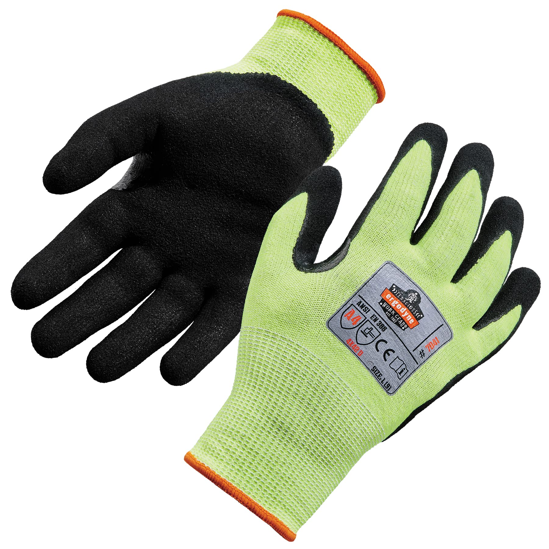 ERGODYNE ProFlex 7041 Hi-Vis Nitrile Coated Cut Resistant Gloves