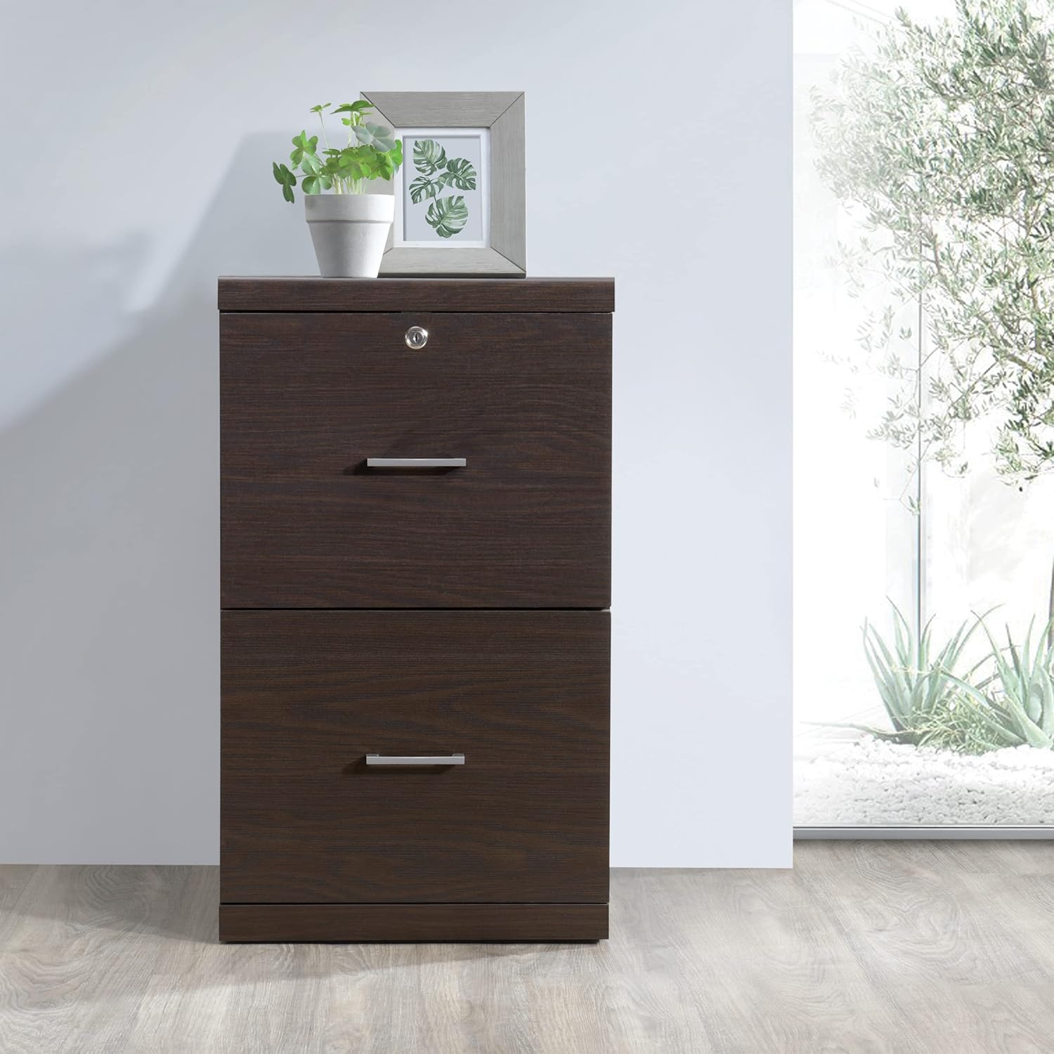 Office Star Alpine 2-Drawer Vertical File Cabinet with Locking Top Drawer and Lockdowel Fastening System