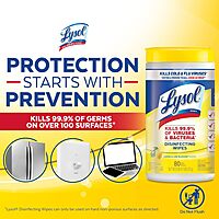 Lysol Disinfectant Wipes Multi-Surface Antibacterial Cleaning Wipes For Disinfecting and Cleaning Lemon and Lime Blossom 80 Count (Pack of 2)