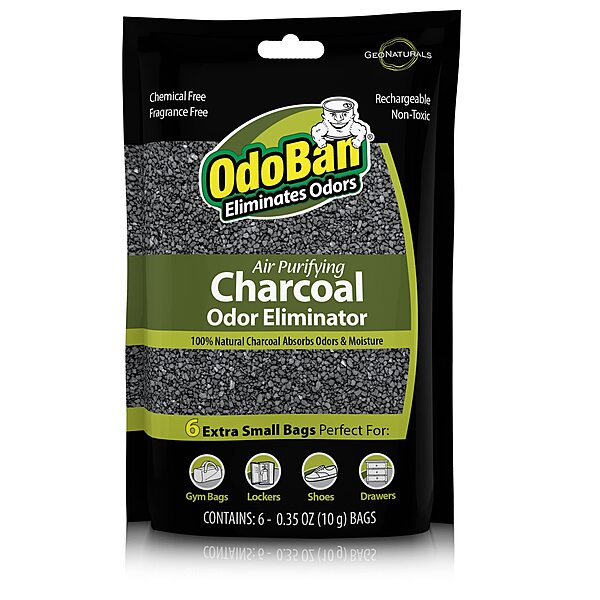 OdoBan Air Purifying Charcoal Natural Odor Eliminator, Non-Toxic Formula, Made in the USA, Fragrance Free, 6-Pack of 10 Gram Bags 2.11 Ounce (Pack of 1)