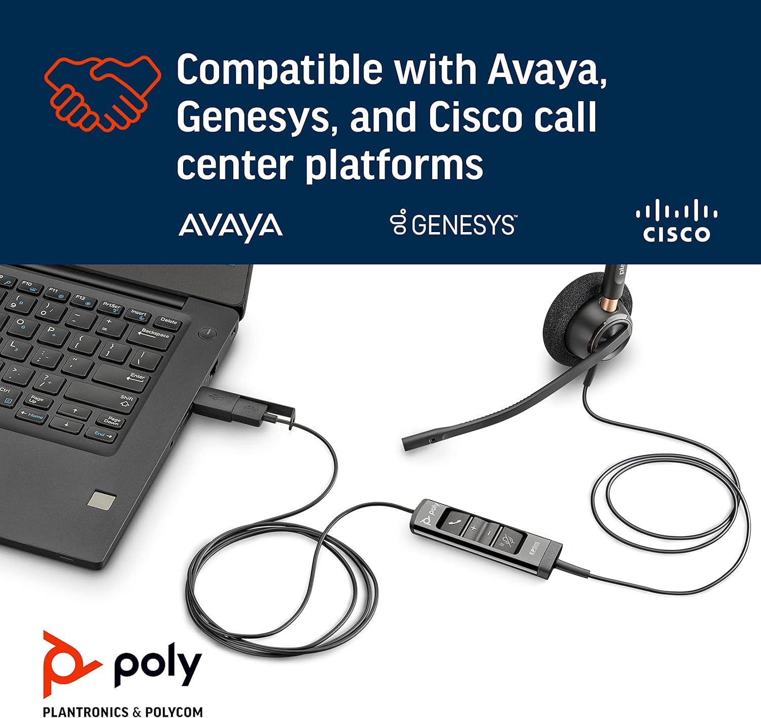 Poly - EncorePro 515 USB-A and USB-C USB Headset (Plantronics) - Cloud System Updates - Acoustic Hearing Protection