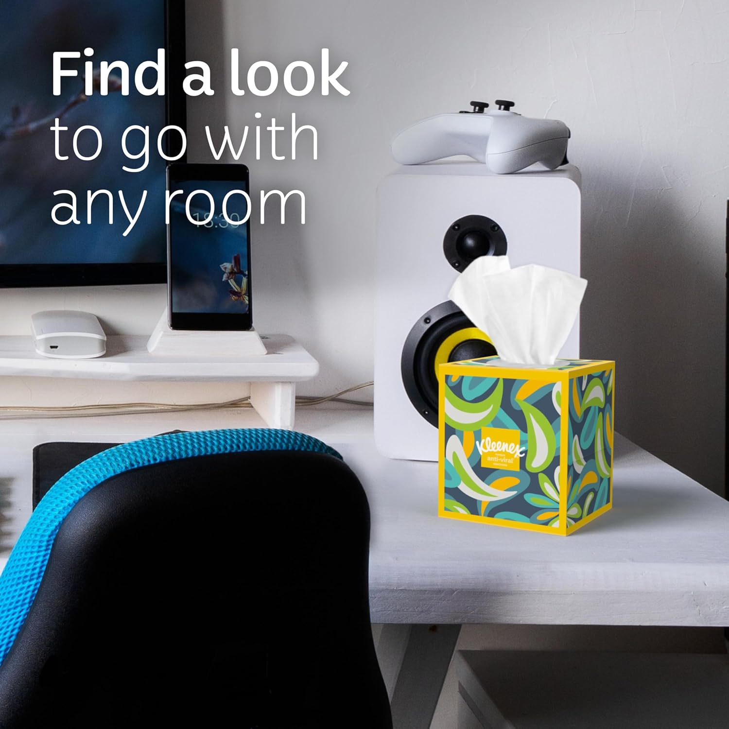 Kleenex Anti-Viral Facial Tissues, Classroom or Office Tissue, 4 Cube Boxes, 55 Tissues per Box