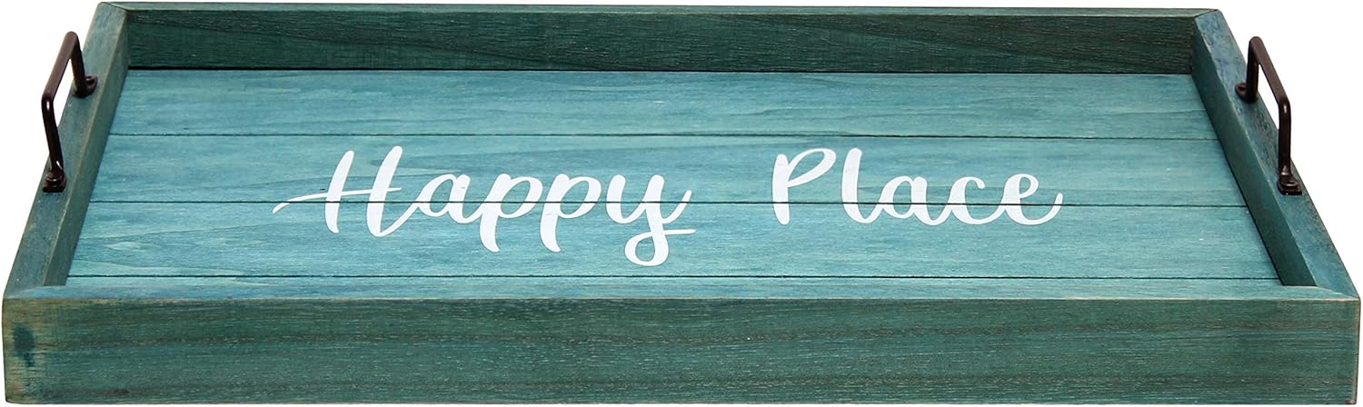 Elegant Designs Decorative Wood Serving Tray w/Handles