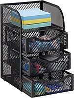 Mind Reader Desktop Accessory Storage, Paper Binder Clip Basket, Workspace, Office, Metal Mesh, 4.75"L x 5"W x 8"H, Black