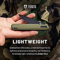 TEKTO F2 Bravo Folding Knife - D2 Steel, Ceramic Ball Bearings