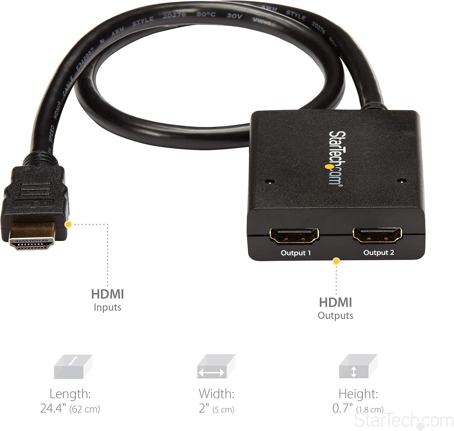 StarTech.com 2-Port HDMI Splitter (1 In 2 Out)