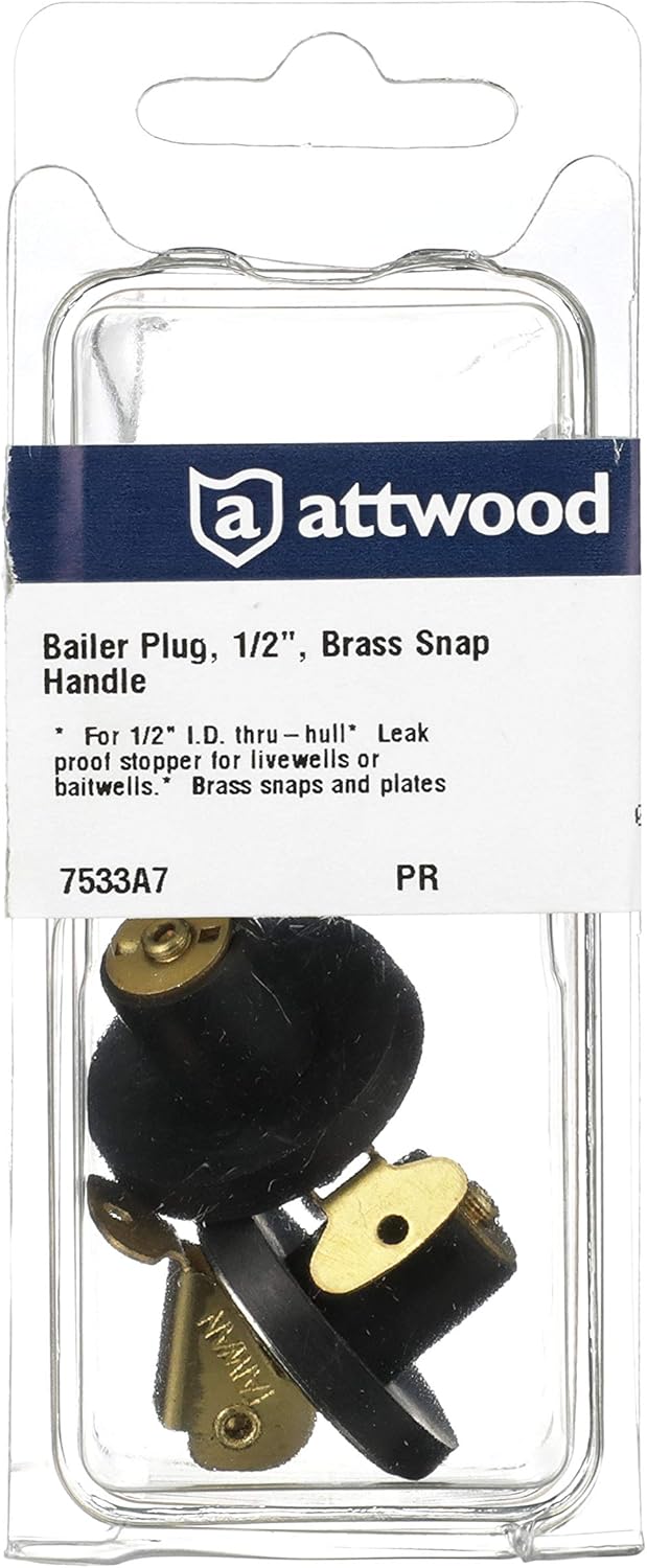 Attwood 7534A3 Brass Livewell/Bailer Drain Plug 1/2 inch