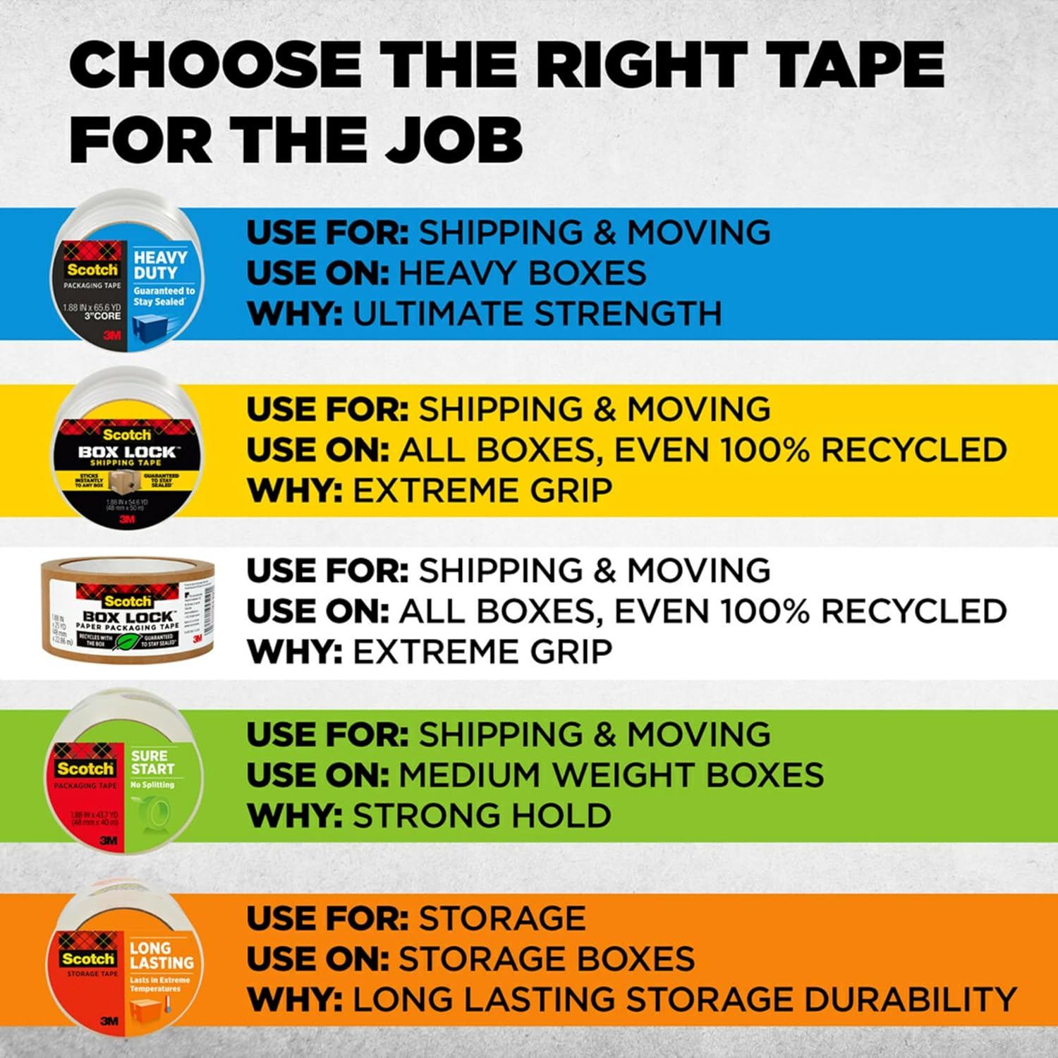 Scotch Box Lock Packing Tape, Clear Packaging Tape, Extreme Grip Box Tape for Holiday Shipping, 1.88 in. x 22.2 yd