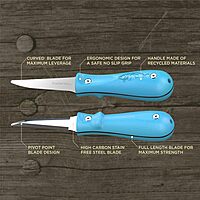 Toadfish Oyster Shucking Knife, Oyster Opener Tool - Teal