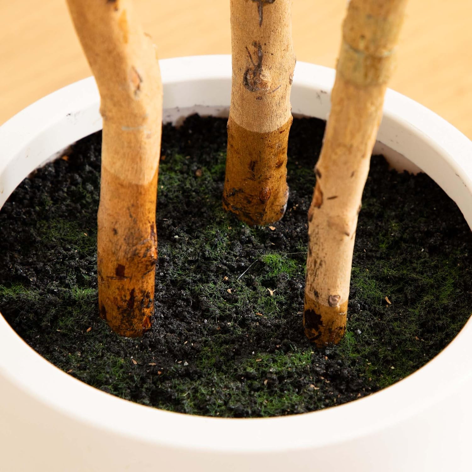 Nearly Natural 4'H Artificial Fiddle Leaf Tree With Decorative Planter, 48inH x 18inW x 18inD, Green/White